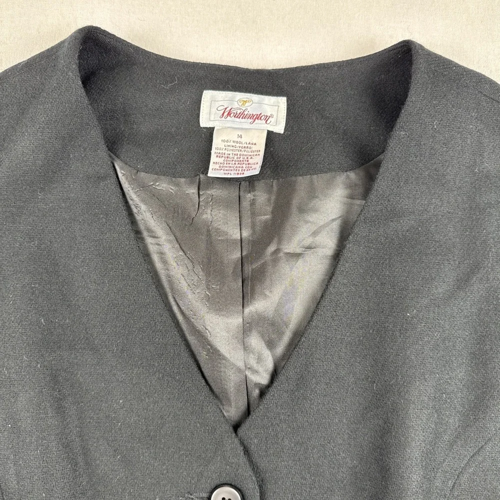 Worthington Womens Black Wool Buttoned Sleeveless Jumper Shift Dress Size 14